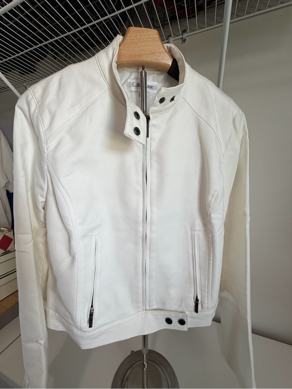Women’s White Moto-Style Jacket - Picture 3 of 7